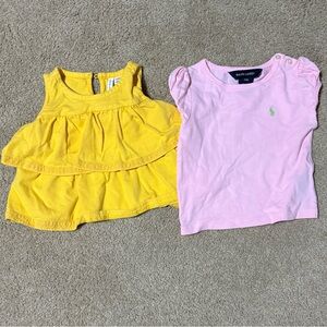 Two Tops 18m Ralph Lauren Pink Janie & Jack Yellow Ruffle Tank